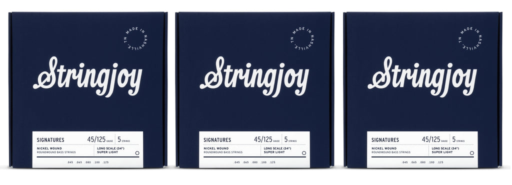 Stringjoy BA45125LS Signatures 5-String Bass Guitar String Set 45-125 (3-Pack)
