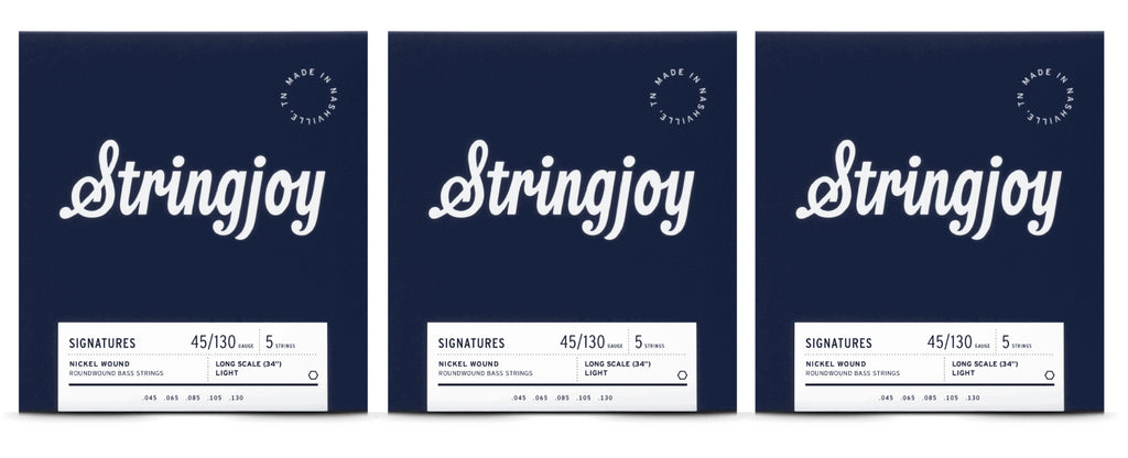 Stringjoy BA45130LS Signatures 5-String Bass Guitar String Set 45-130 (3-Pack)