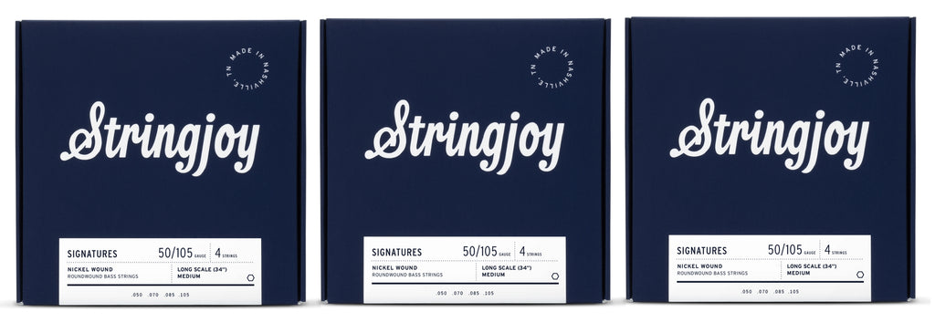 Stringjoy BA50105LS Signatures 4-String Bass Guitar String Set 50-105 (3-Pack)