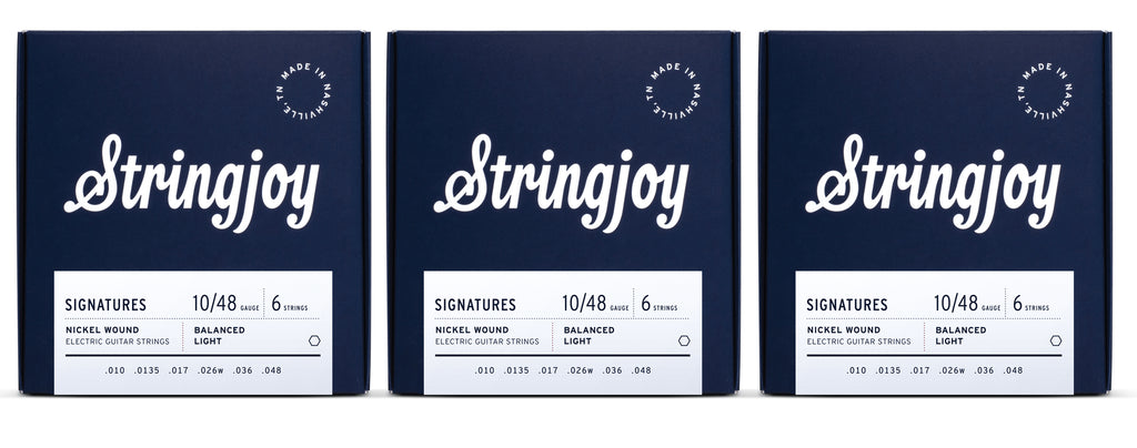 Stringjoy BAL10 Signature Balanced Light Electric Guitar String Set 10-48 (3-Pack)