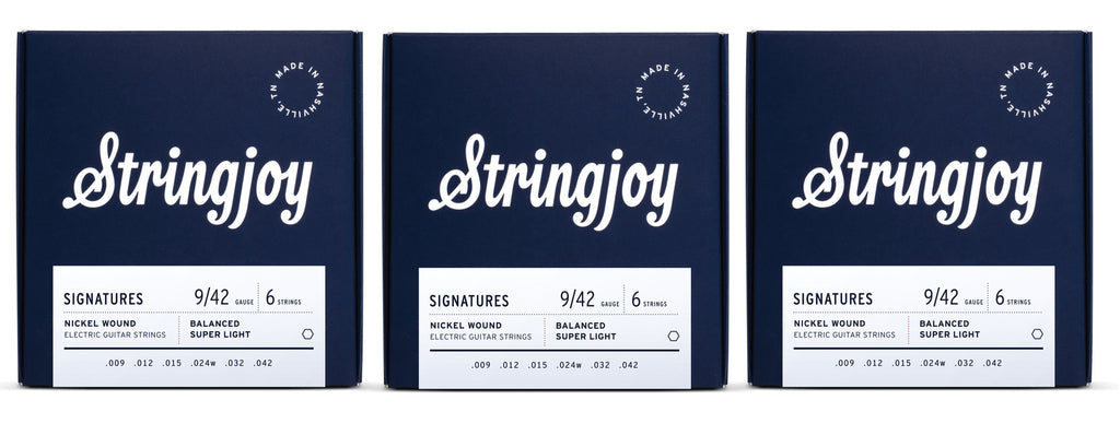 Stringjoy BAL9 Signature Balanced Super Light Electric Guitar String Set 9-42 (3-Pack)