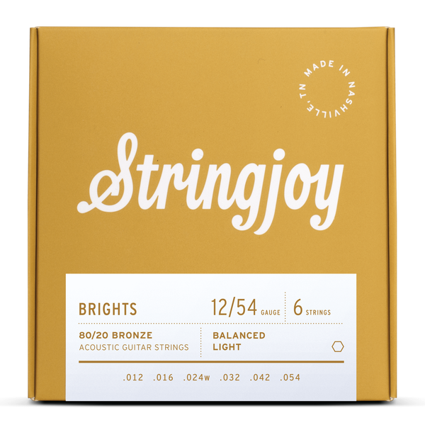 Stringjoy BB1254 Brights Acoustic Guitar String Set 80/20 Bronze 12-54