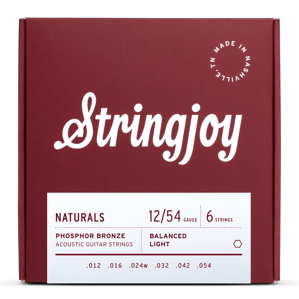 Stringjoy NB1254 Naturals Acoustic Guitar String Set Phosphor Bronze 12-54