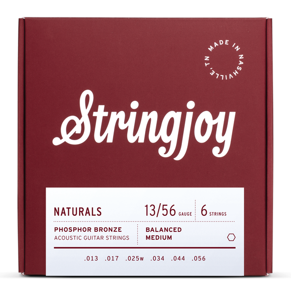Stringjoy NB1356 Naturals Acoustic Guitar String Set Phosphor Bronze 13-56