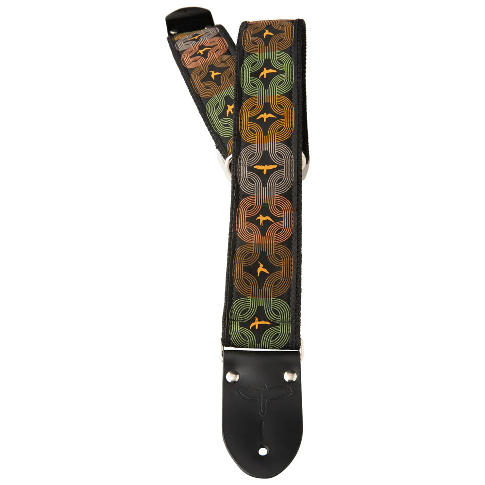 PRS 2" Retro Guitar Strap Custom Jacquard Orange Birds