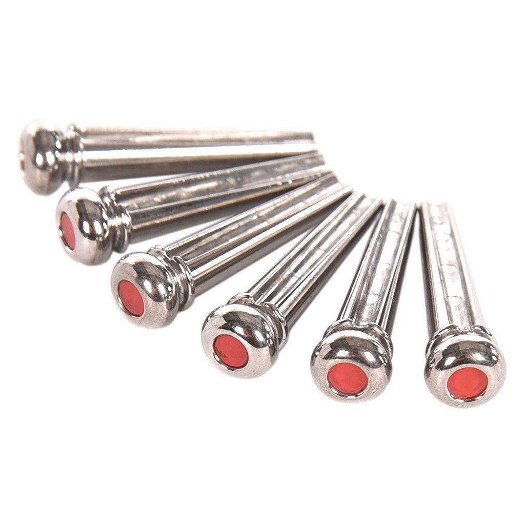 Martin APP0007 Luxe Liquidmetal Bridge Pin Set - Chrome w/ Red Inlay