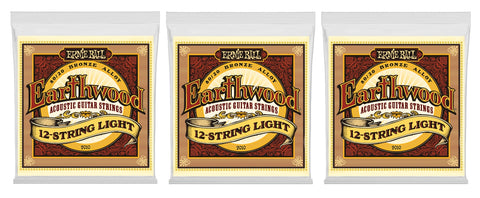 Ernie Ball 2010 Earthwood 12-String Acoustic Guitar Strings Light Bronze 9-46 (3-Pack)
