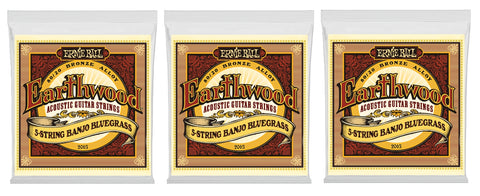 Ernie Ball 2063 Earthwood 5-String Bluegrass Banjo Strings Loop End 9-20 (3-Pack)