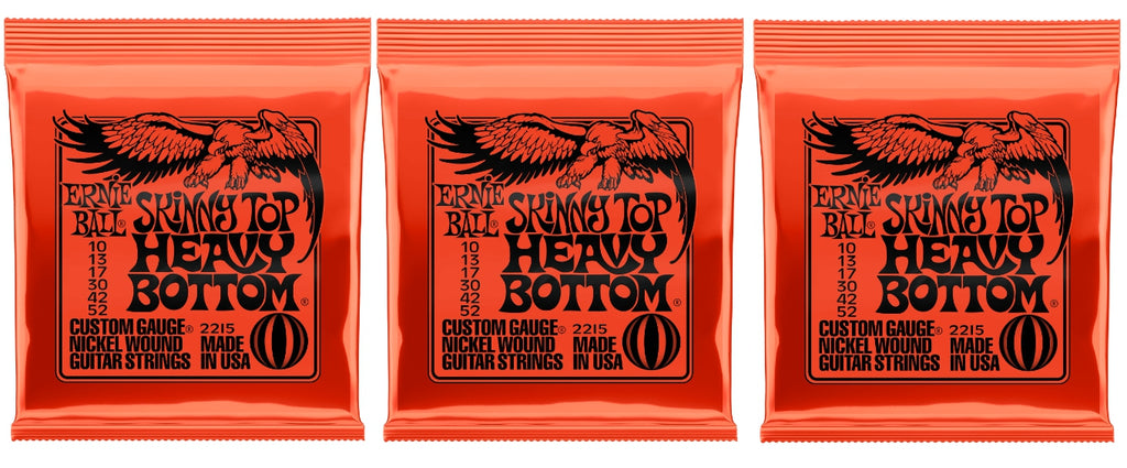Ernie Ball 2215 Skinny Top Heavy Bottom Slinky Nickel Electric Guitar Strings 10-52 (3-Pack)