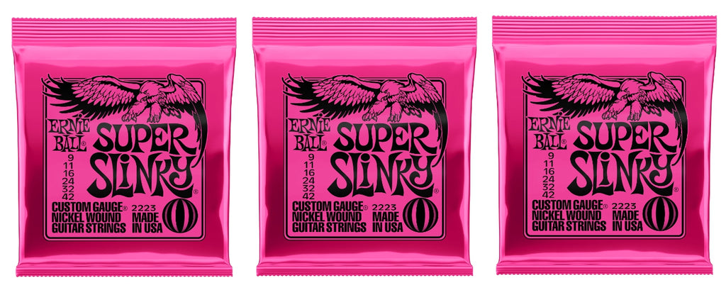 Ernie Ball 2223 Super Slinky Nickel Electric Guitar Strings 9-42 (3-Pack)