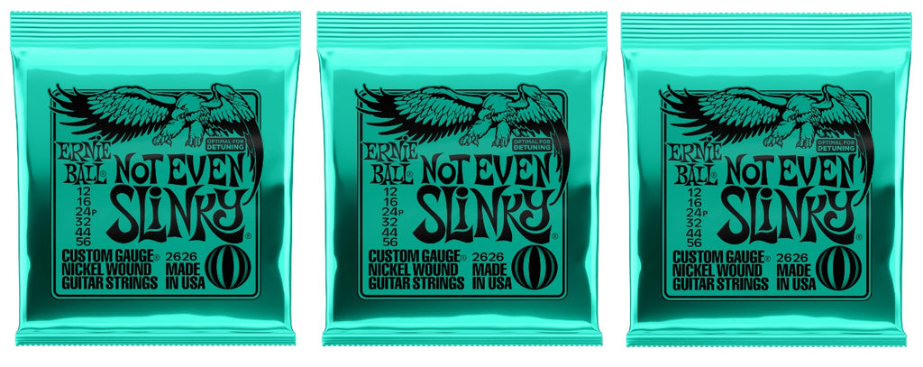 Ernie Ball 2626 Not Even Slinky Nickel Electric Guitar Strings 12-56 (3-Pack)