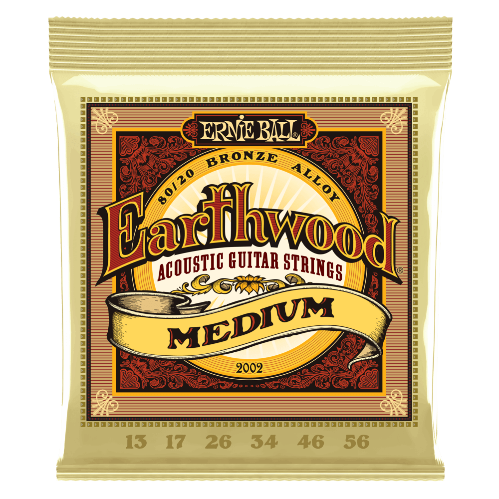 Ernie Ball 2002 Earthwood Acoustic Guitar Strings Bronze Medium 13-56
