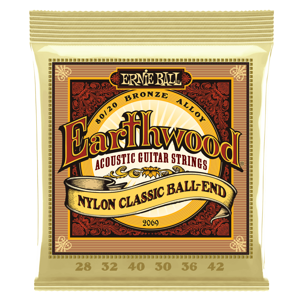 Ernie Ball 2069 Earthwood Folk Nylon Ball End Classical Guitar Strings 28-42