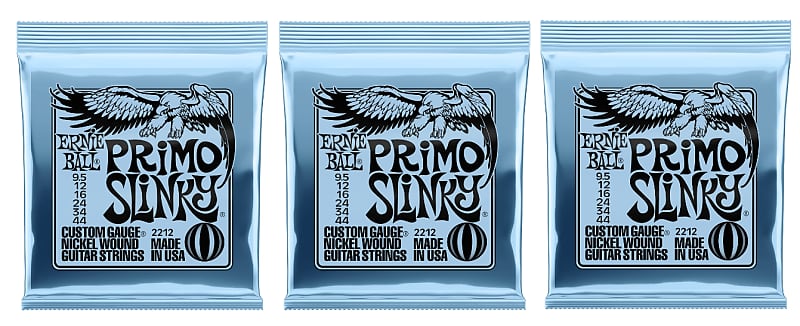 Ernie Ball 2212 Primo Slinky Electric Guitar Strings 9.5-44 (3-Pack)