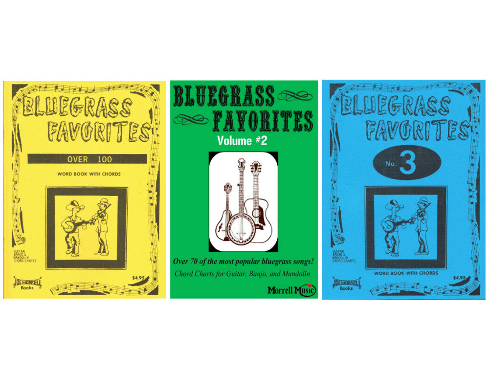 Morrell Bluegrass Favorites Song Book Pack (Vol 1, 2, 3) w/ Chord Charts for Guitar, Banjo, and Mando