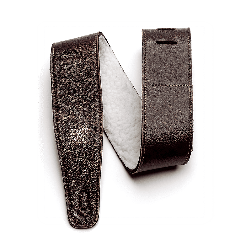 Ernie Ball 2.5" Adjustable Italian Leather Guitar Strap w/ Fur Padding Chestnut