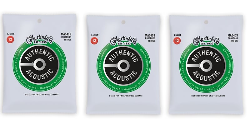 Martin MA540S Authentic Acoustic Marquis Silked Strings - Phosphor Bronze Light (3-Pack)