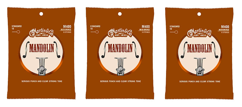 Martin M400 Mandolin Strings, Light (10-34) (3-Pack)