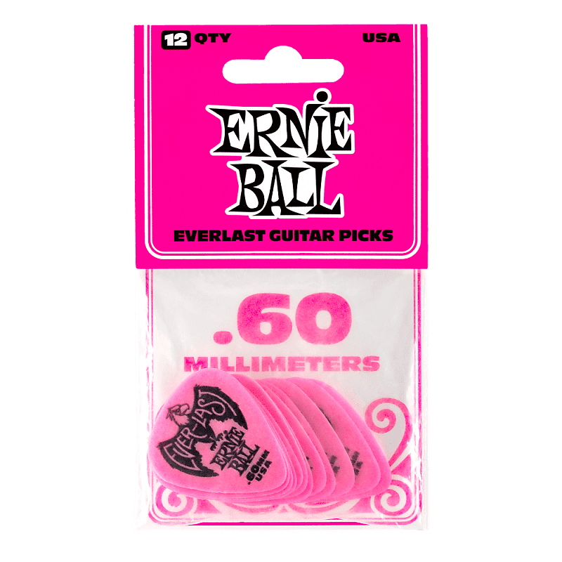 Ernie Ball Everlast .60mm PIck 12-Pack Pink