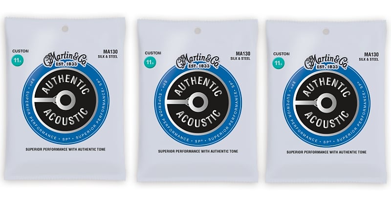 Martin MA130 Authentic Acoustic SP String Set Silk & Steel - (3-Pack)