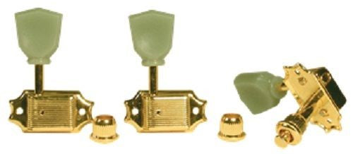 Golden Gate F-2041 Acoustic Guitar Tuner Set of 6 Gold w/ Green Keystone Button