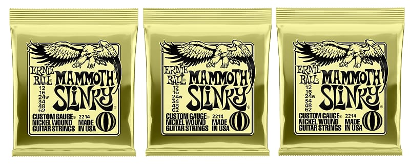 Ernie Ball 2214 Mammoth Slinky Electric Guitar Strings 12-62 (3-Pack)