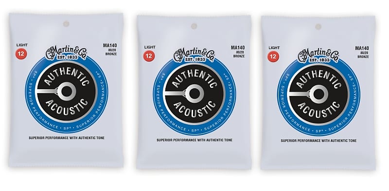 Martin MA140 Authentic Acoustic SP Strings - 80/20 Bronze (3-Pack)