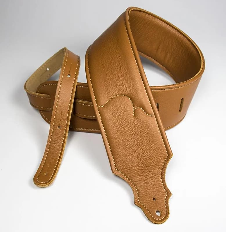 Franklin Straps 10C-CA-N 3" Padded Glove Leather Premium Guitar Strap - Caramel