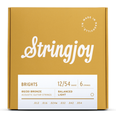Stringjoy BB1254 Brights Acoustic Guitar String Set 80/20 Bronze 12-54