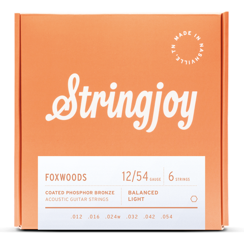 Stringjoy FW1254 Foxwoods Coated Acoustic Guitar String Set Phosphor Bronze 12-54