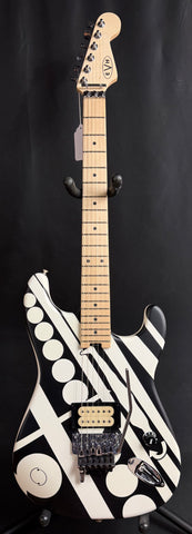 EVH Striped Series Circles Electric Guitar White and Black Finish w/ Gig Bag