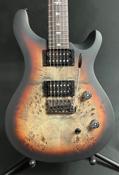 PRS SE Custom 24-08 "Exotic" Poplar Burl Electric Guitar Charcoal Cherry Midnight Burst