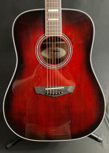 D'Angelico Premier Series Lexington Dreadnought Acoustic-Electric Guitar Trans Black Cherry