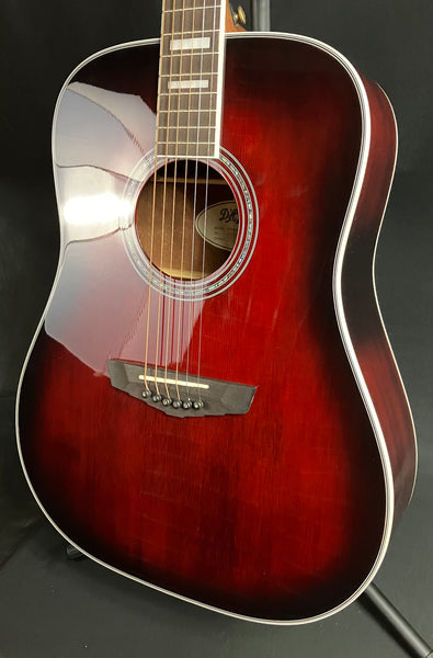 D'Angelico Premier Series Lexington Dreadnought Acoustic-Electric Guitar Trans Black Cherry
