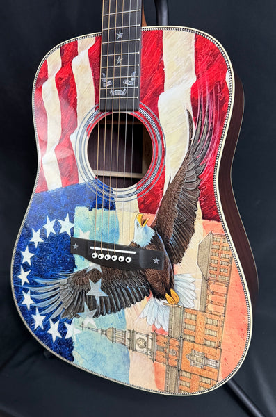 Martin HD-28 Semiquincentennial Dreadnought Acoustic Guitar Custom Ink Artwork Top w/ Case