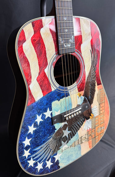 Martin HD-28 Semiquincentennial Dreadnought Acoustic Guitar Custom Ink Artwork Top w/ Case