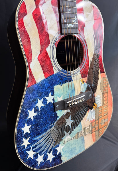 Martin HD-28 Semiquincentennial Dreadnought Acoustic Guitar Custom Ink Artwork Top w/ Case