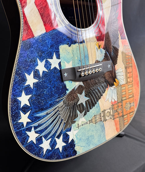 Martin HD-28 Semiquincentennial Dreadnought Acoustic Guitar Custom Ink Artwork Top w/ Case