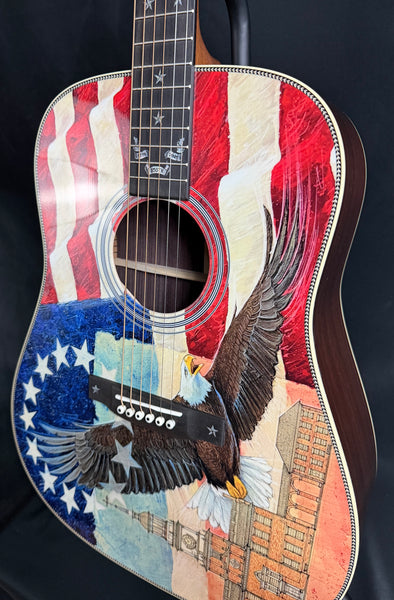 Martin HD-28 Semiquincentennial Dreadnought Acoustic Guitar Custom Ink Artwork Top w/ Case