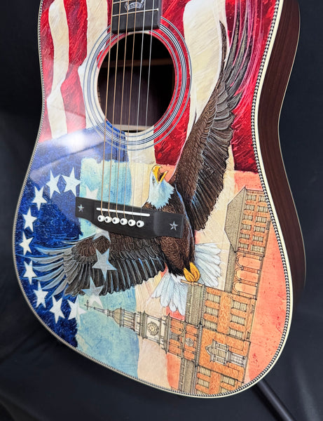 Martin HD-28 Semiquincentennial Dreadnought Acoustic Guitar Custom Ink Artwork Top w/ Case
