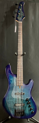 Cort GB-Fusion 4 4-String Bass Guitar Spalted Maple Blue Burst w/ Gig Bag
