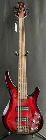 Yamaha TRBX605FM 5-String Bass Guitar Flamed Dark Red Burst Finish
