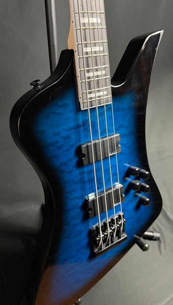 Jackson JS3Q Kelly Bird Bass 4-String Bass Guitar Transparent Blue Burst
