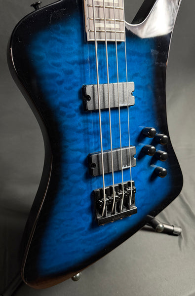 Jackson JS3Q Kelly Bird Bass 4-String Bass Guitar Transparent Blue Burst