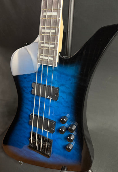 Jackson JS3Q Kelly Bird Bass 4-String Bass Guitar Transparent Blue Burst