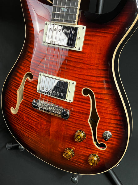 PRS SE Hollowbody II Piezo Electric Guitar Orange Tiger Smokeburst w/ Case