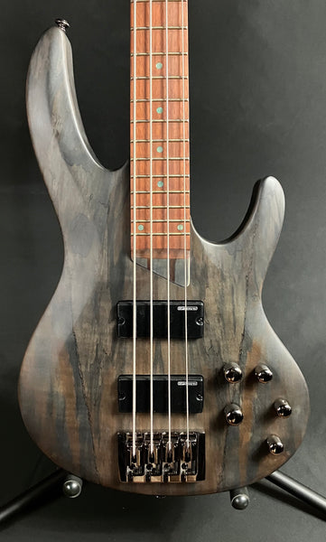 ESP LTD B-204SM Spalted Maple 4-String Electric Bass Guitar Satin Black