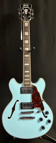 D'Angelico Premier DC Semi-Hollow Body Electric Guitar Sky Blue Finish w/ Gig Bag