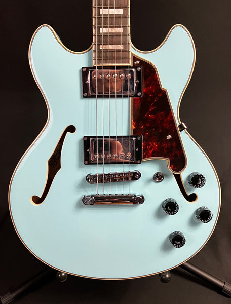 D'Angelico Premier DC Semi-Hollow Body Electric Guitar Sky Blue Finish w/ Gig Bag
