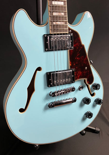 D'Angelico Premier DC Semi-Hollow Body Electric Guitar Sky Blue Finish w/ Gig Bag
